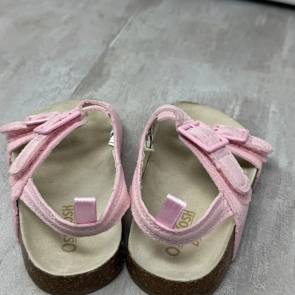 OshKosh Bgosh Noelia Pink Shimmer Double Strap Sandals Toddler Girls Size 7M
